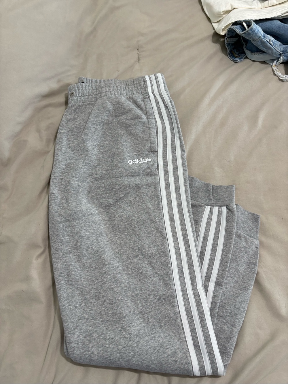 adidas ' Gray 3-Stripe Sweatpants